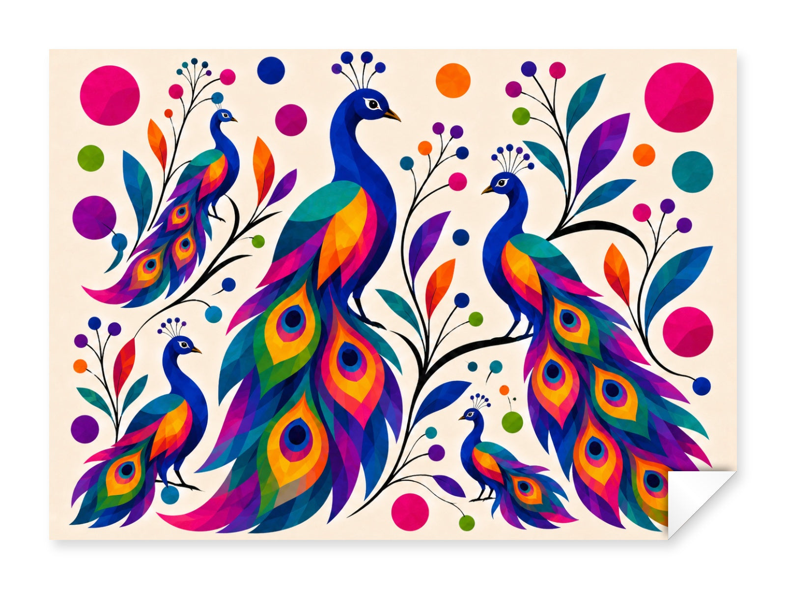 Peacocks printed on fine art paper.