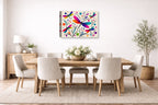 Dragonflies - Geometric Painting printed on canvas wall art displayed on a wall in the dinning room