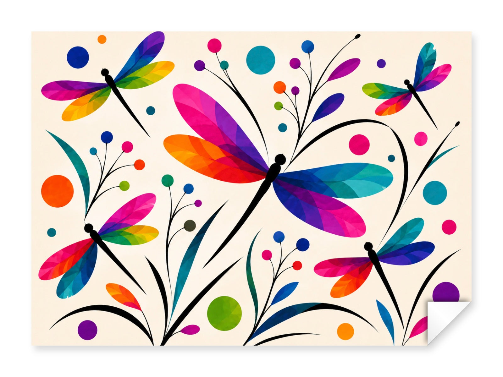 Dragonflies printed on fine art paper.