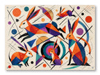 Wild Rabbits - Geometric Painting printed on water resistant canvas and mounted on a waterproof frame.