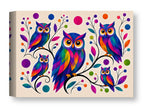 Whimsical Owls - Geometric Painting printed on water resistant canvas wrapped on a wood frame