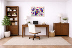 Whimsical Owls - Geometric Painting printed on aluminum metal with wall anchors. Hung on a office wall.