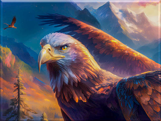 Oil Painting on Canvas of a Bald Eagle perched for takeoff.