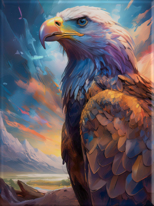 Eagle Painting with Mountains in the Background