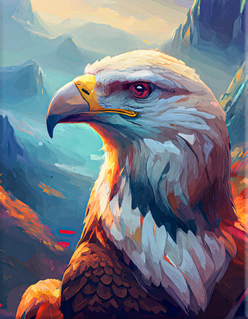 Eagle Painting with a Majestic Look in the Mountains