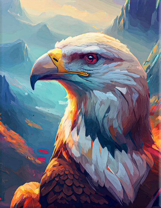 Eagle Painting with a Majestic Look in the Mountains