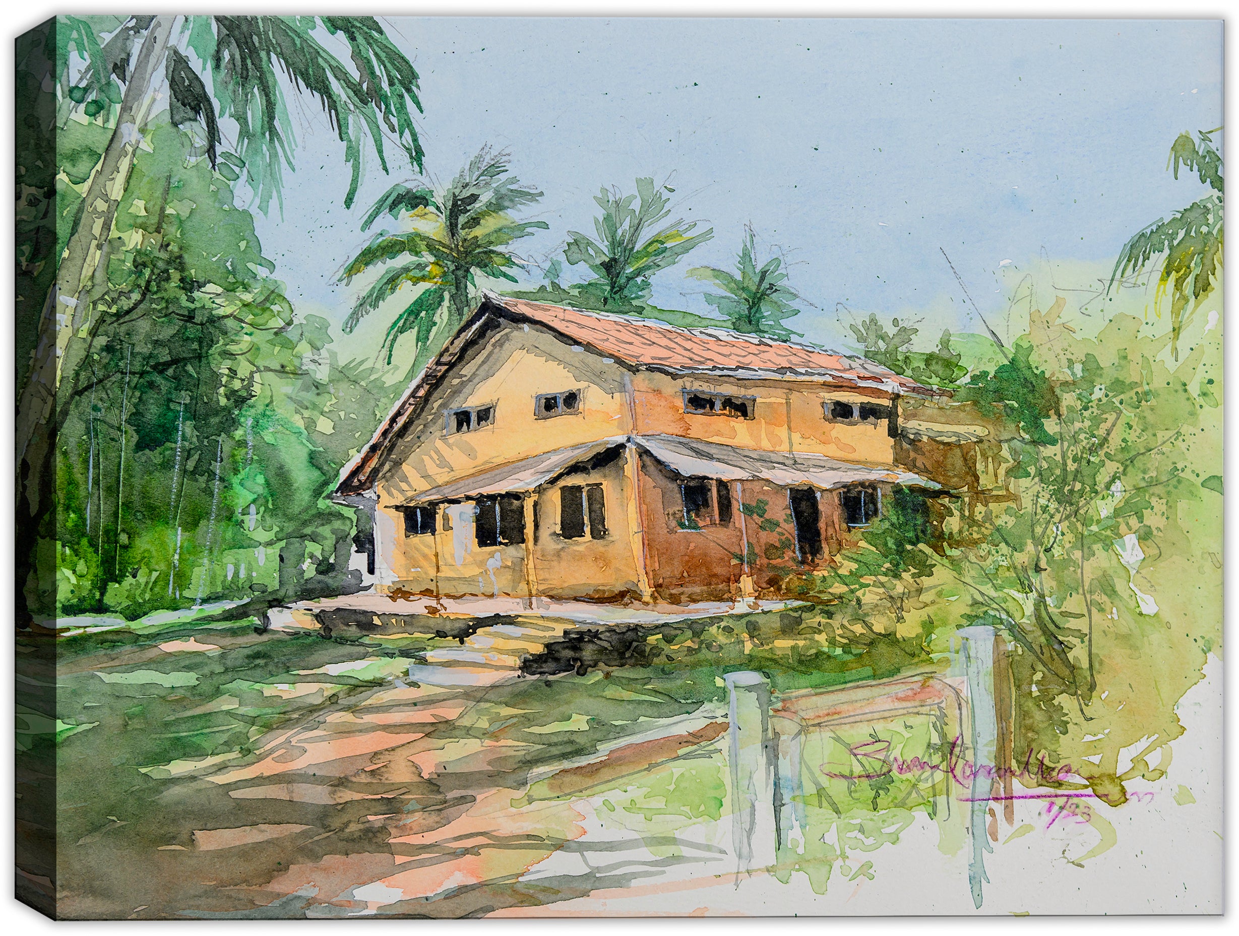 Home -  watercolor painting on canvas