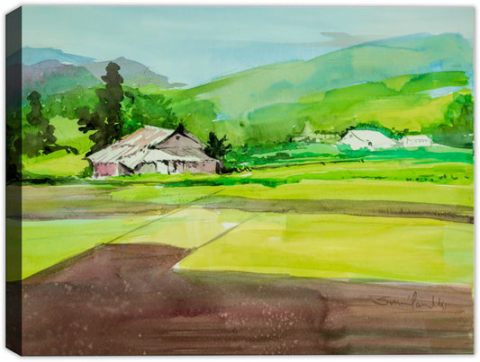 Beautiful farmland - Watercolor on Canvas