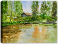 Watercolor Painting - On golden pond - On Canvas