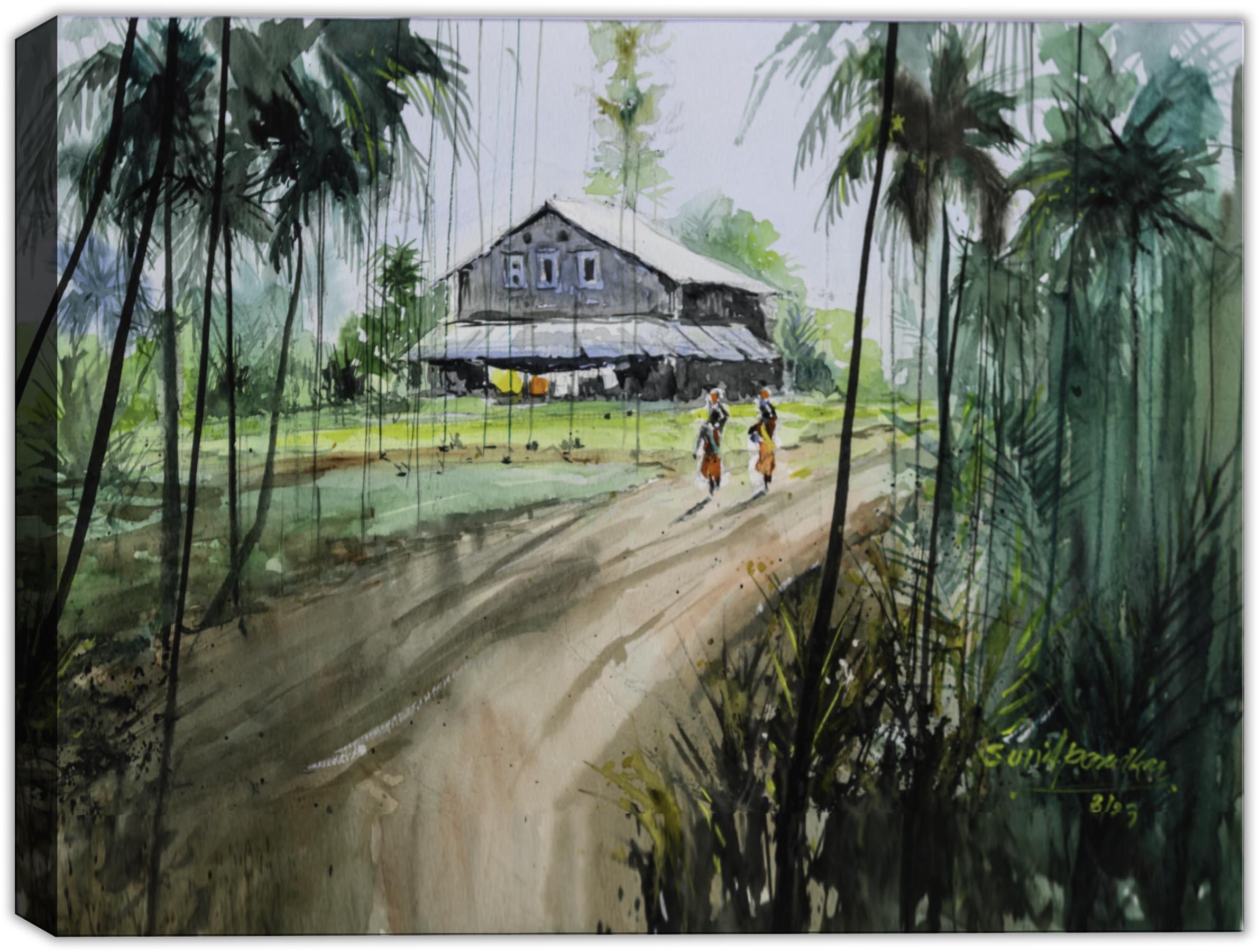 Watercolor on Canvas - 2 woman walking