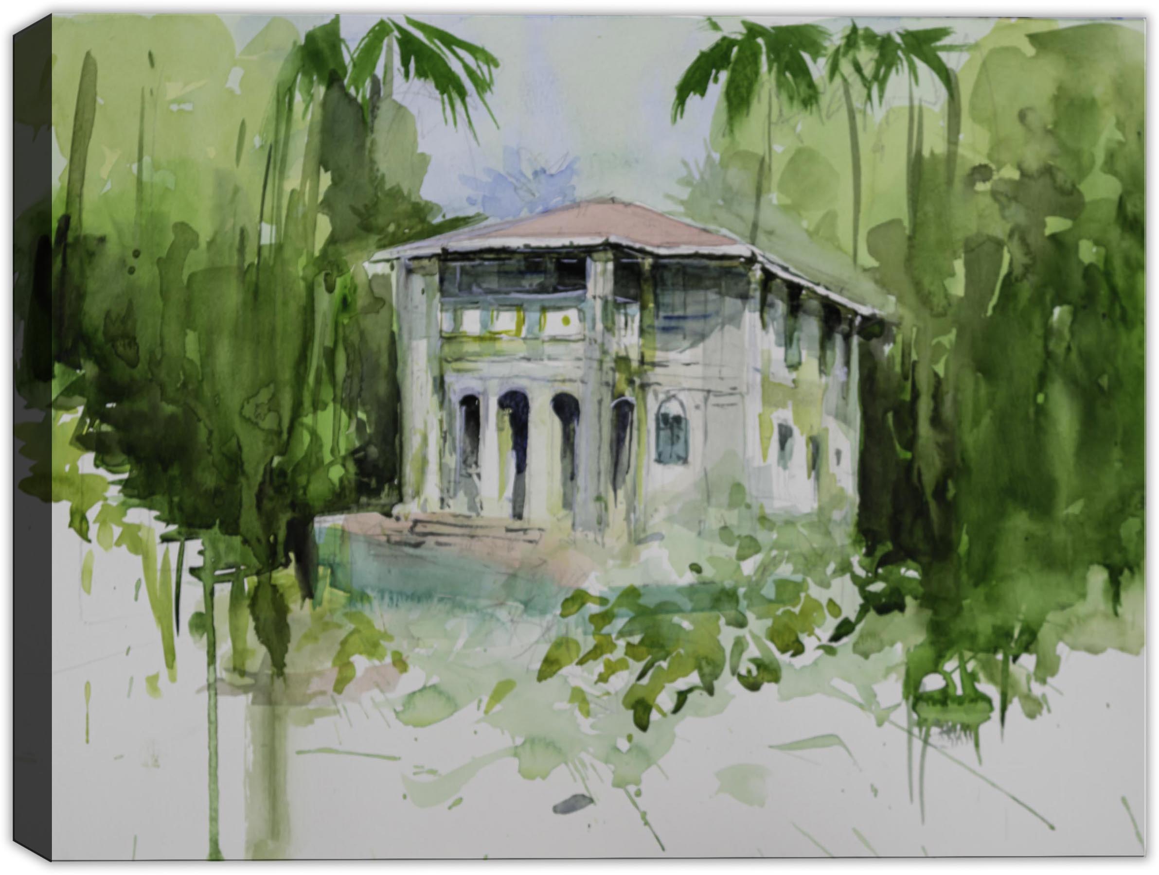 Palm Tree Painting - Watercolor Painting of home. 