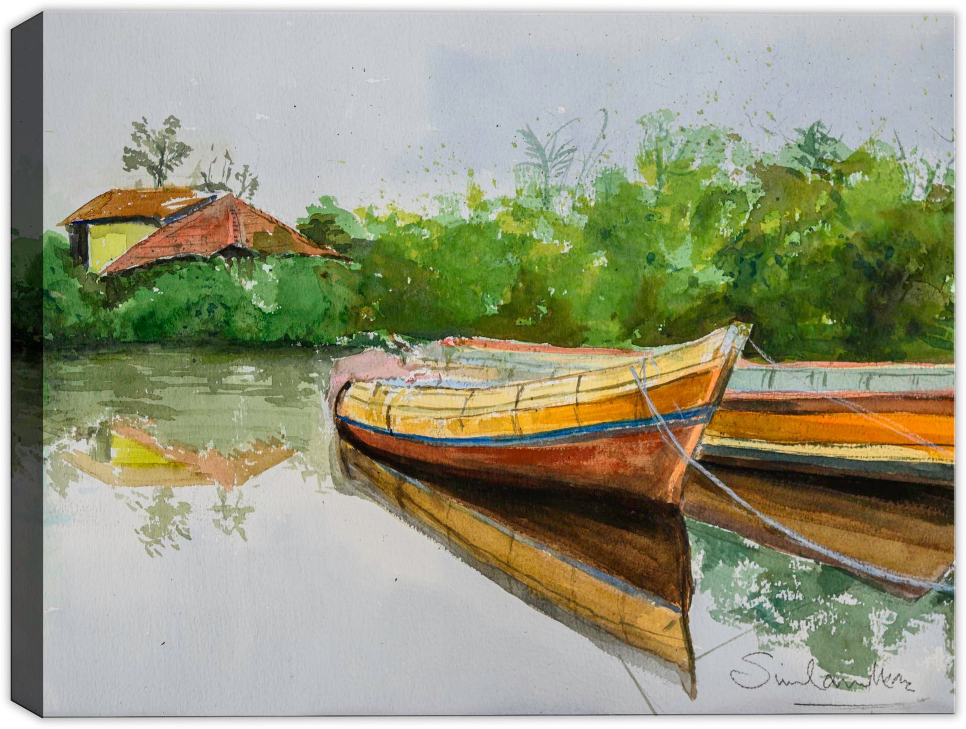 SP134-Canvas Print of Canoes
