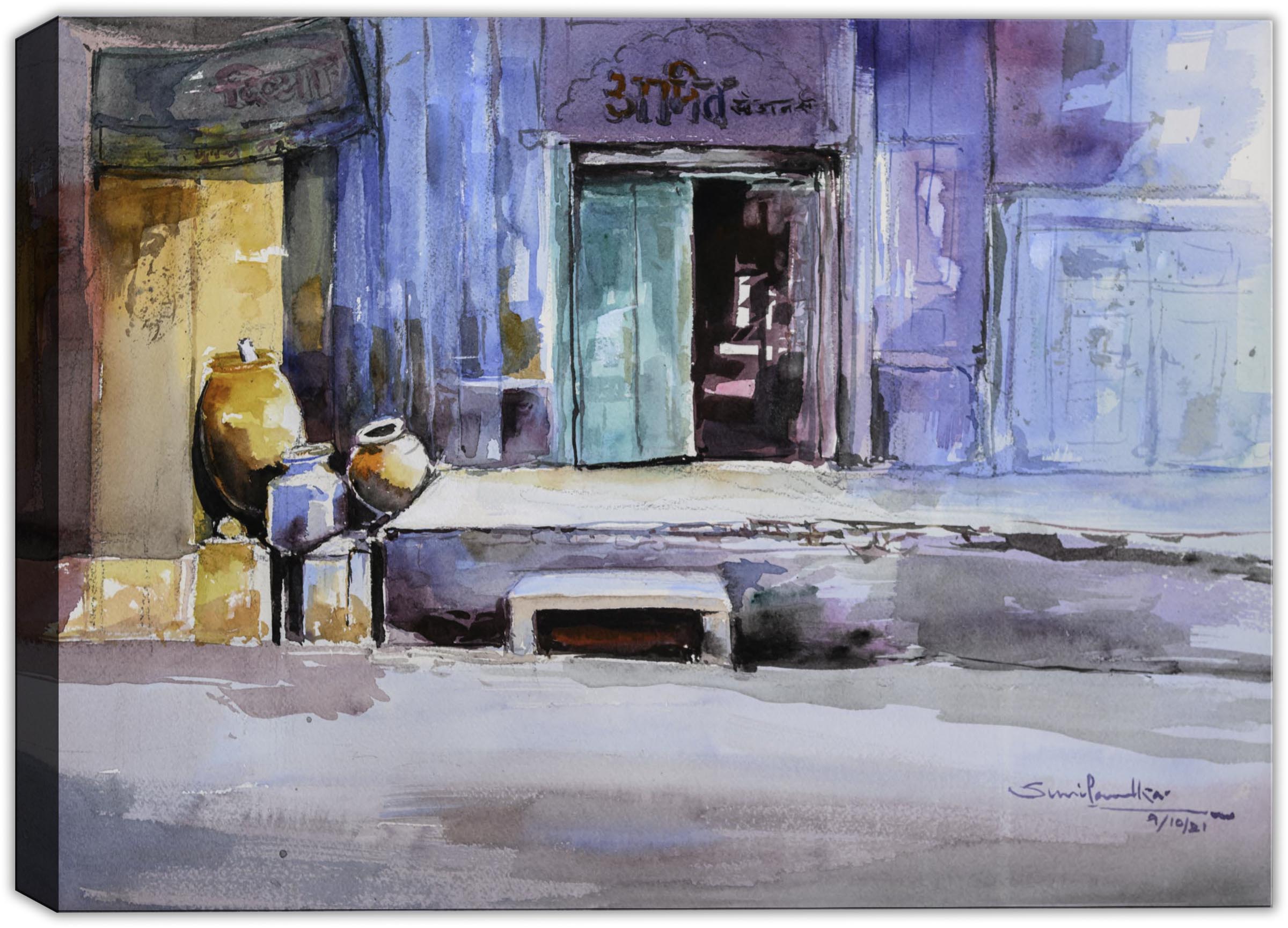 Watercolor Print on Canvas - Vases