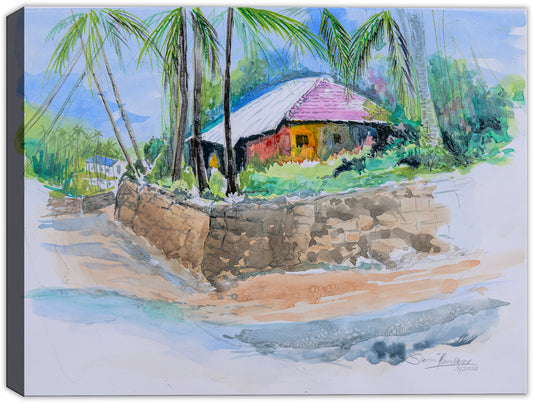 Home Among the Palm Trees - Watercolor Print