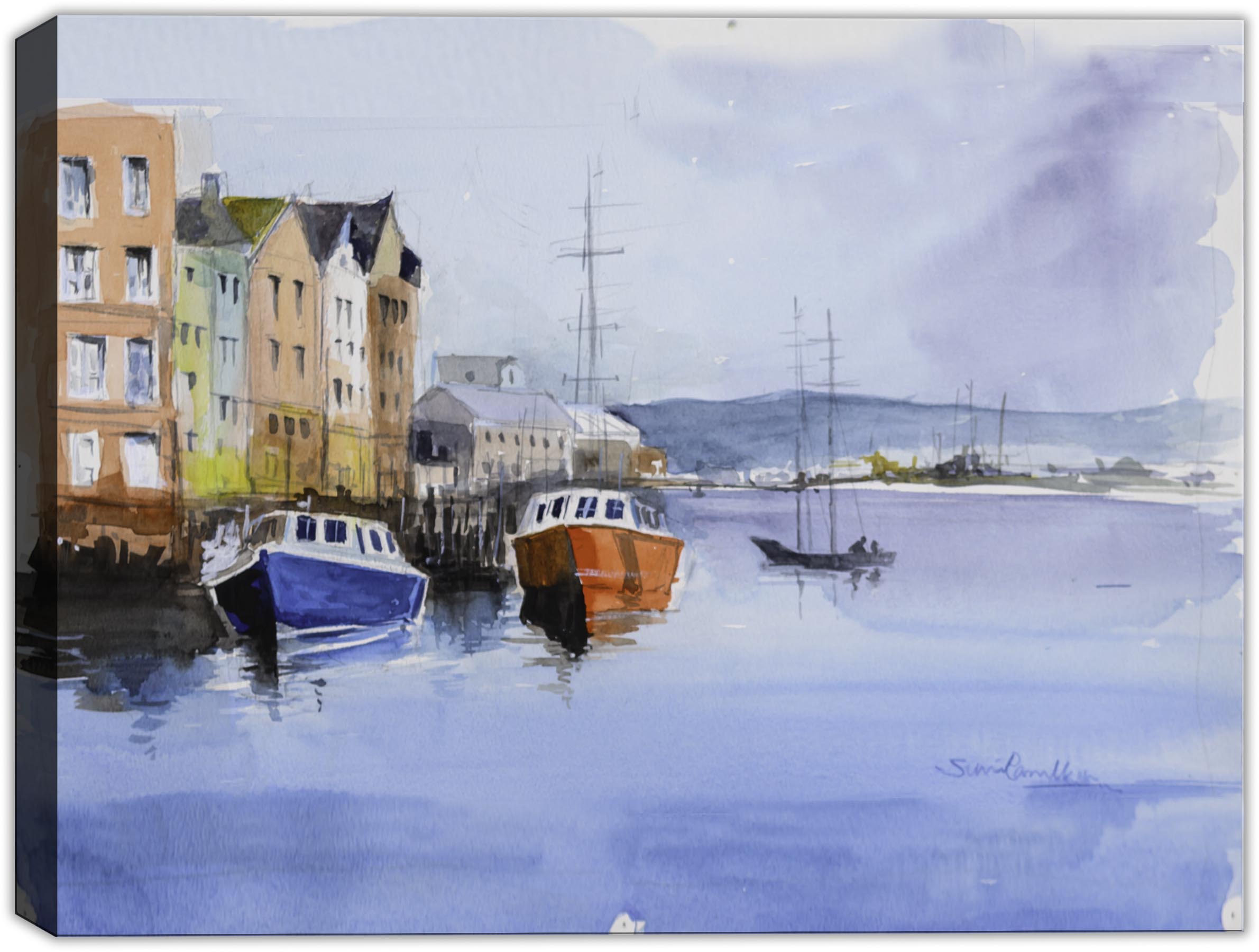 Serenity by the Sea - Watercolor on Canvas