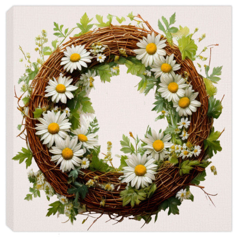 Spring Daisy Wreath on Canvas for Summer or Fall Season