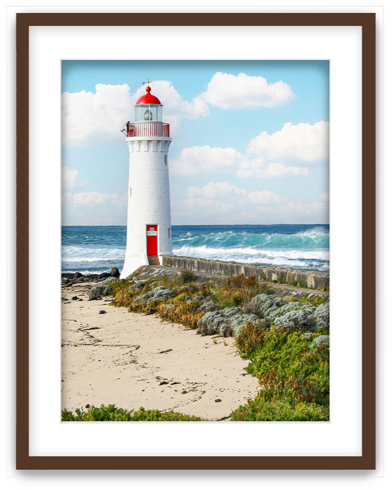 Lighthouse Picture of Griffiths Island Lighthouse - Framed Lighthouse Image - in Espresso Frame