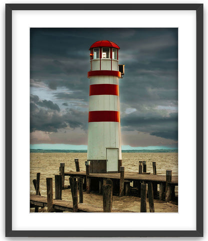 Photography of Lighthouse in Austria printed on canvas matted in a black frame