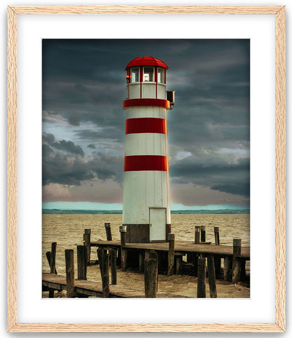 Photography of Lighthouse in Austria printed on canvas matted in an oak  frame