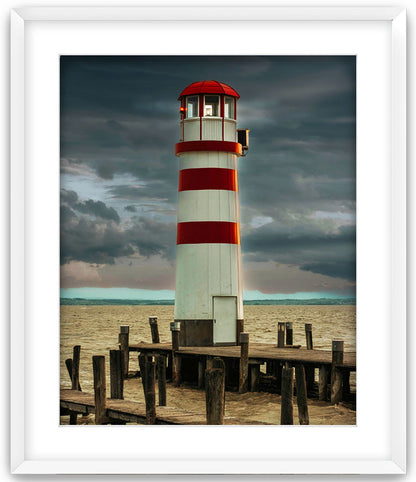 Photography of a Lighthouse in Austria printed on canvas matted in a white  frame