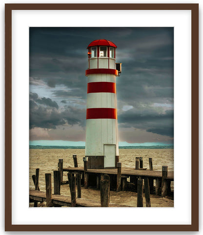 Photograph of a Lighthouse in Austria printed on canvas matted in espresso frame