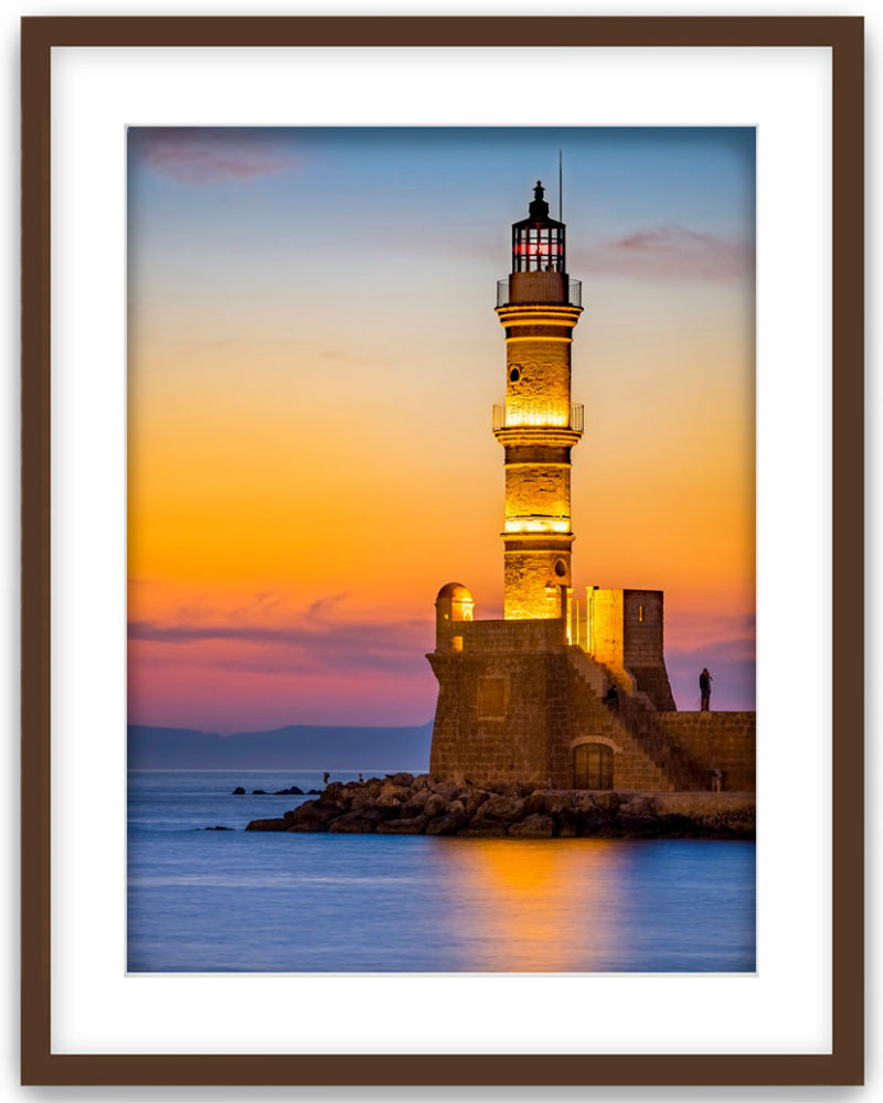 Lighthouse Picture of the Chania Lighthouse house Image in a Espresso Frame