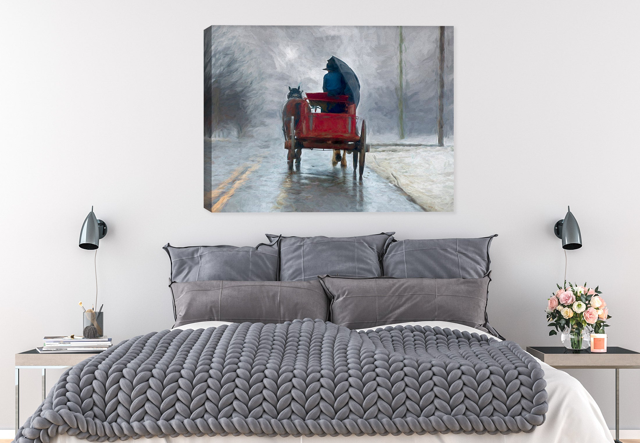 Amish Horse and Buggy - Hanging on Bed Room Wall