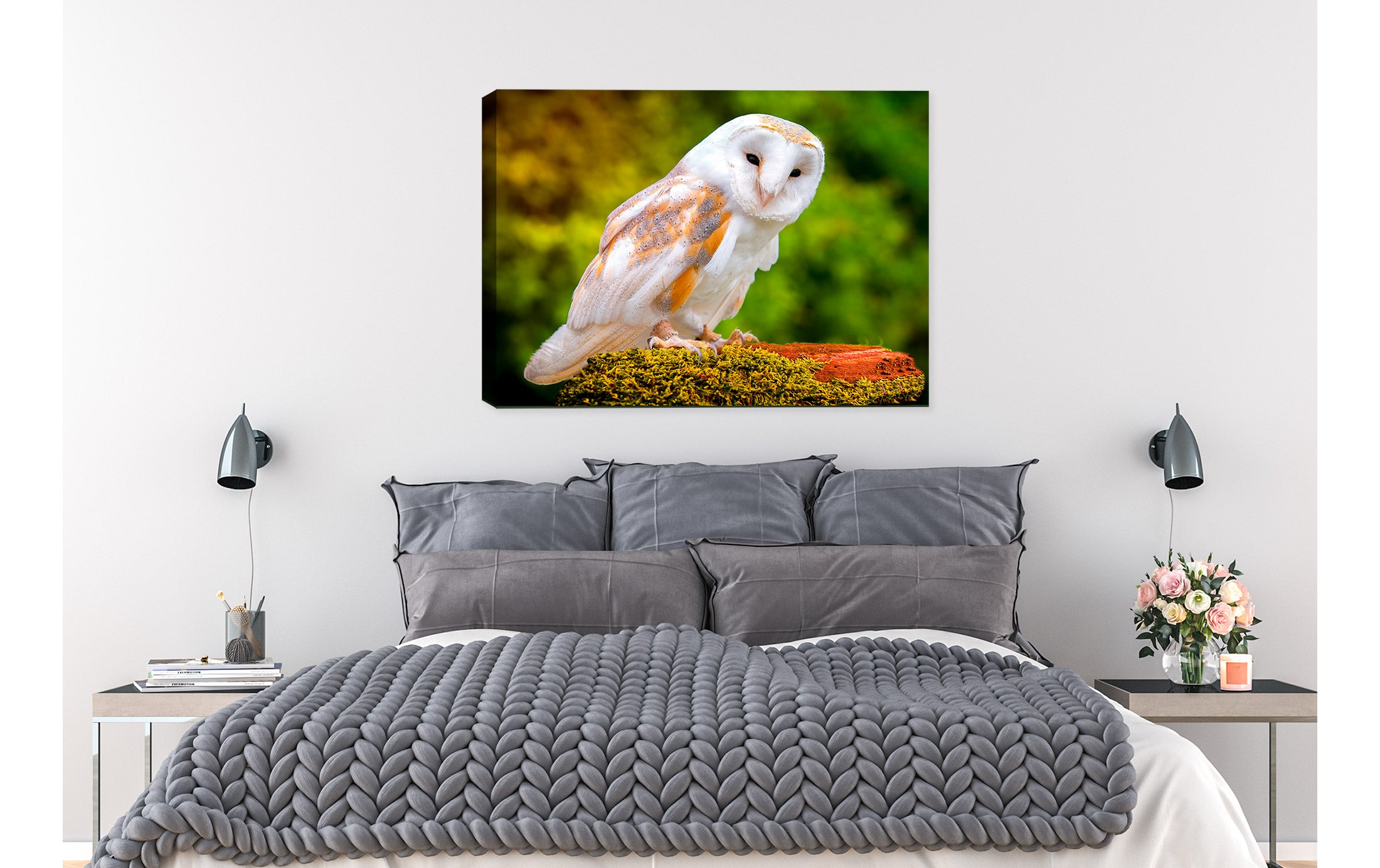 Owl Photo on Canvas in bedroom 