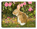 Image of a painting of a rabbit on a Bed of Roses on a canvas wrap