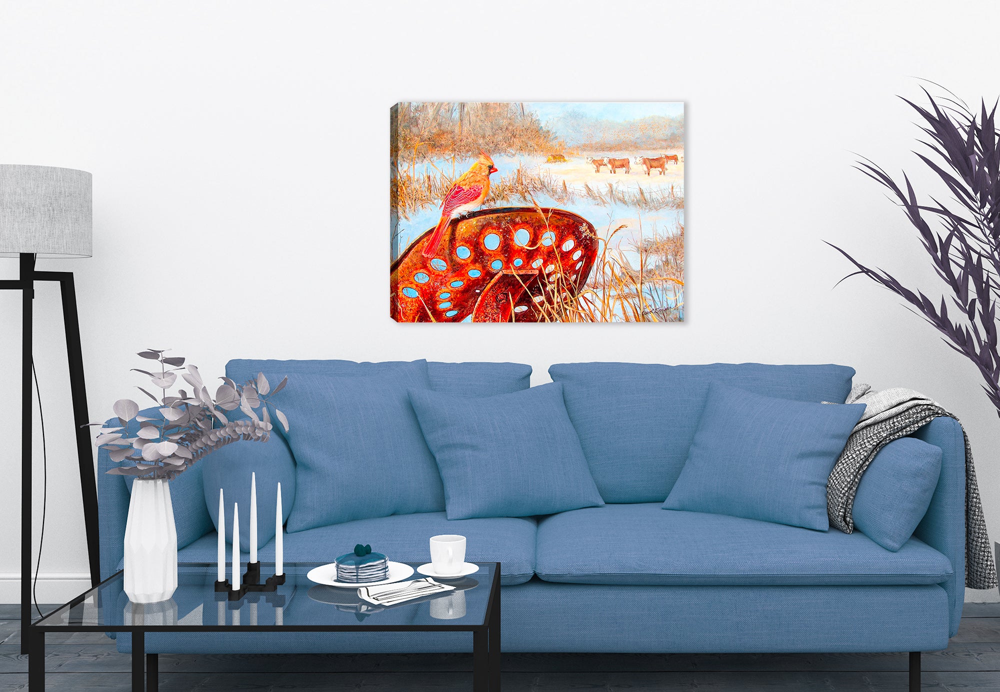 Cardinal - Front Row Seat printed on Canvas - Hanging on Living Room Wall