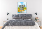 Elephant and Baby - Painting - Printed on Canvas - Hung on Bedroom Wall