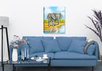 Elephant and Baby - Painting - Printed on Canvas - Hung on Living Room Wall