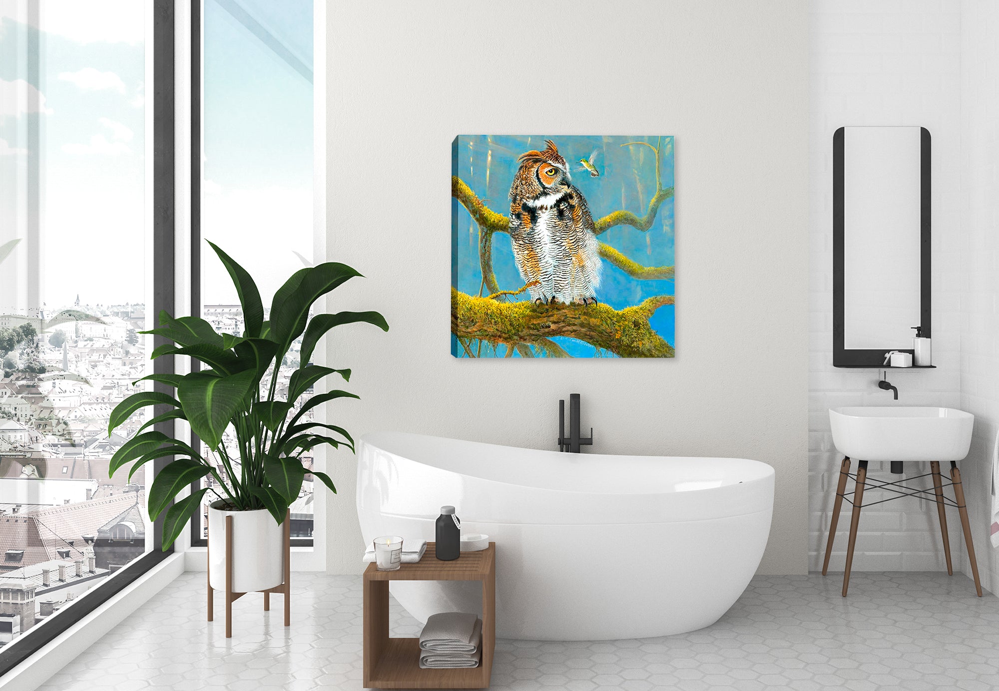 Fearless Owl Painting - Hung on Bathroom  Wall