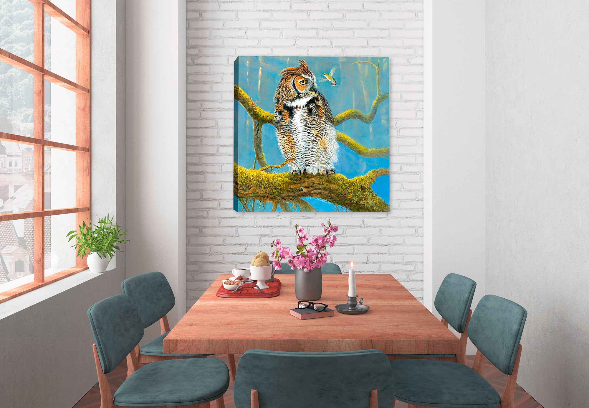 Fearless Owl Painting - Hung on Dining Room Wall