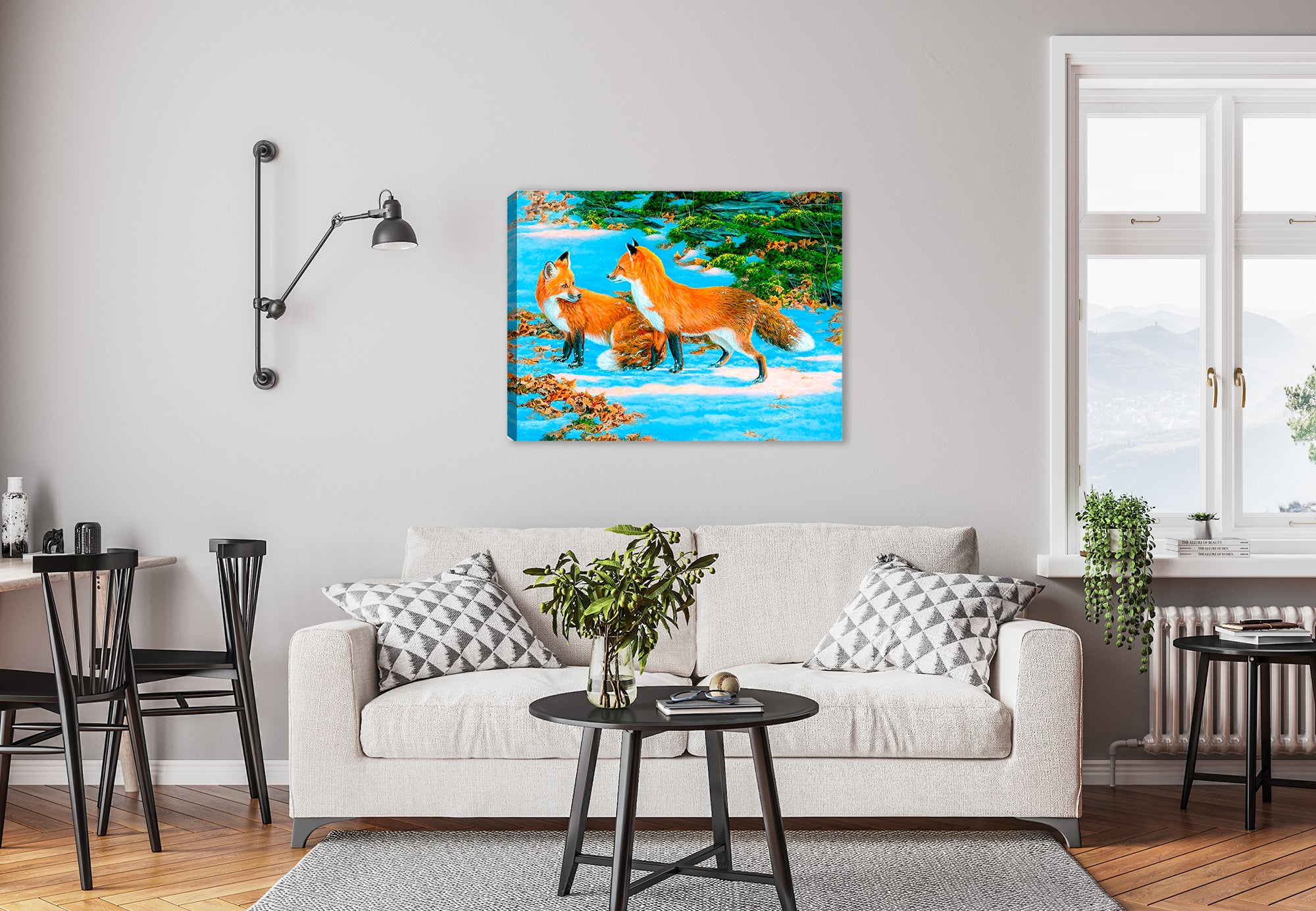 Flirty Fox Painting on Canvas - Hung on Living Room Wall