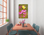 Goldfinch on Purple Coneflower - Hung on Dining room Wall