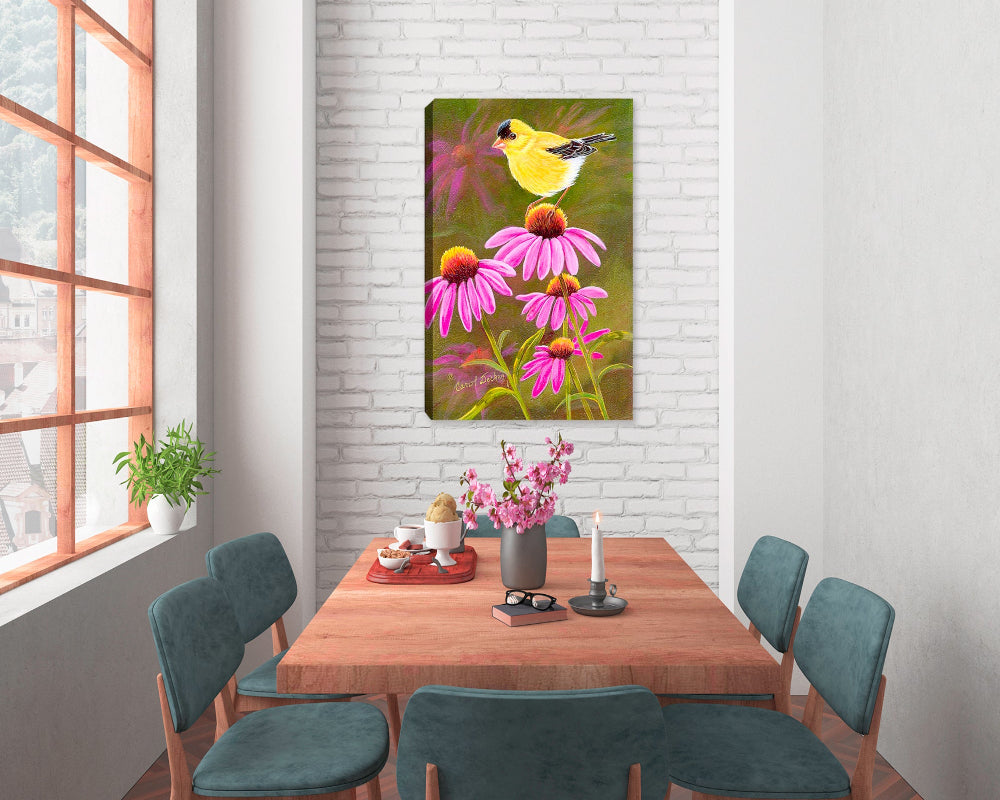 Goldfinch on Purple Coneflower - Hung on Dining room Wall