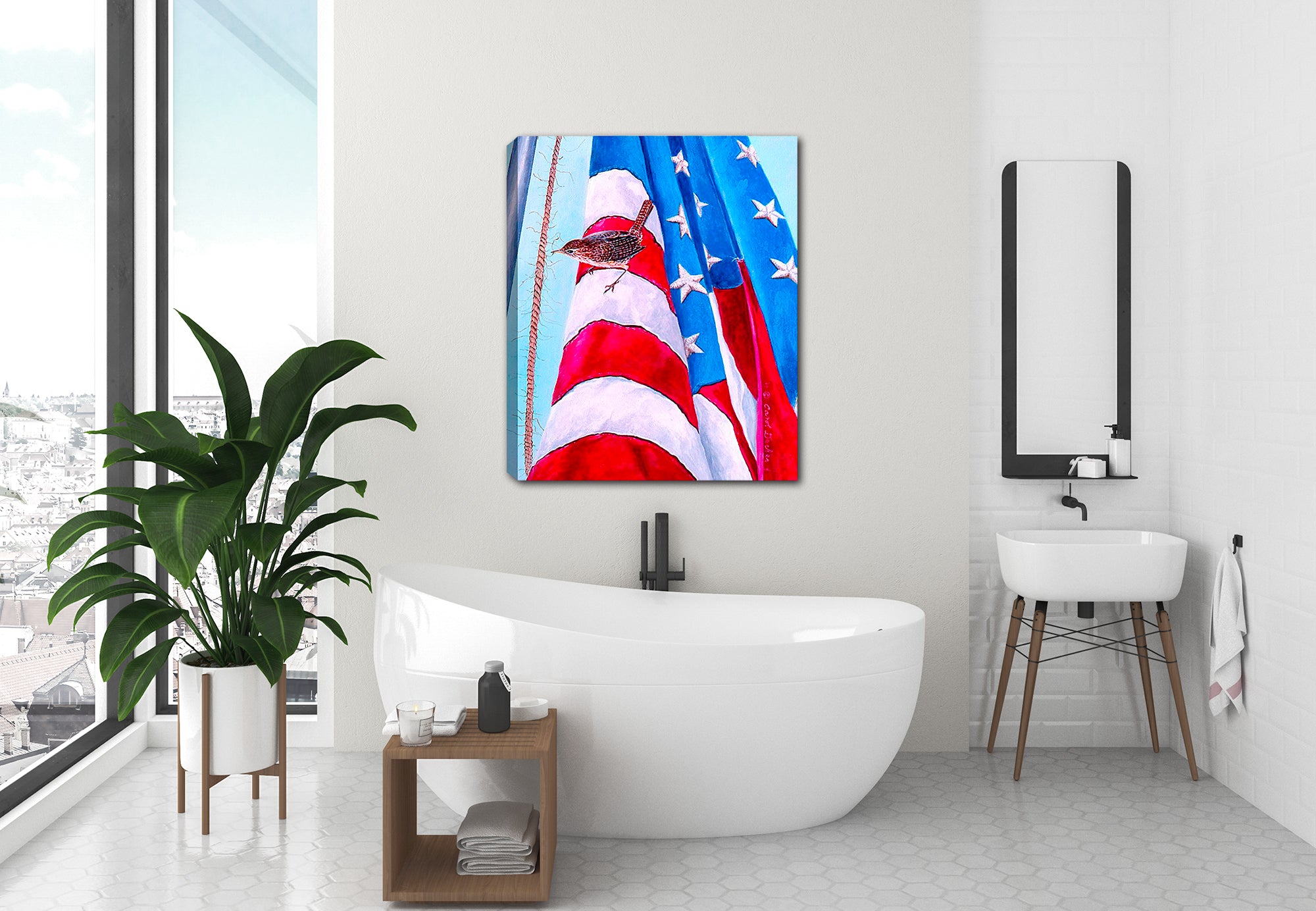 Home of the Free - Canvas Print hanging on Bathroom Wall