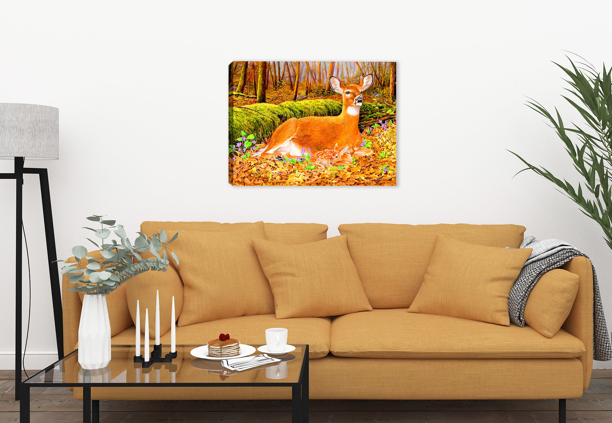 New Beginnings by Carol Decker - Deer Painting on Canvas  on Living room wall