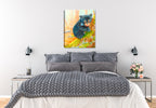 Painting of a Bear and the Butterfly -by Carol Decker - Printed on Canvas - Hung on Bedroom Wall.