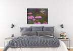 Hummingbird and Cornflower Painting on Canvas - Hanging on Bedroom  Wall