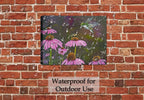 Hummingbird and Cornflower Painting on Canvas - Hanging on Patio  Wall in the Rain - Waterproof