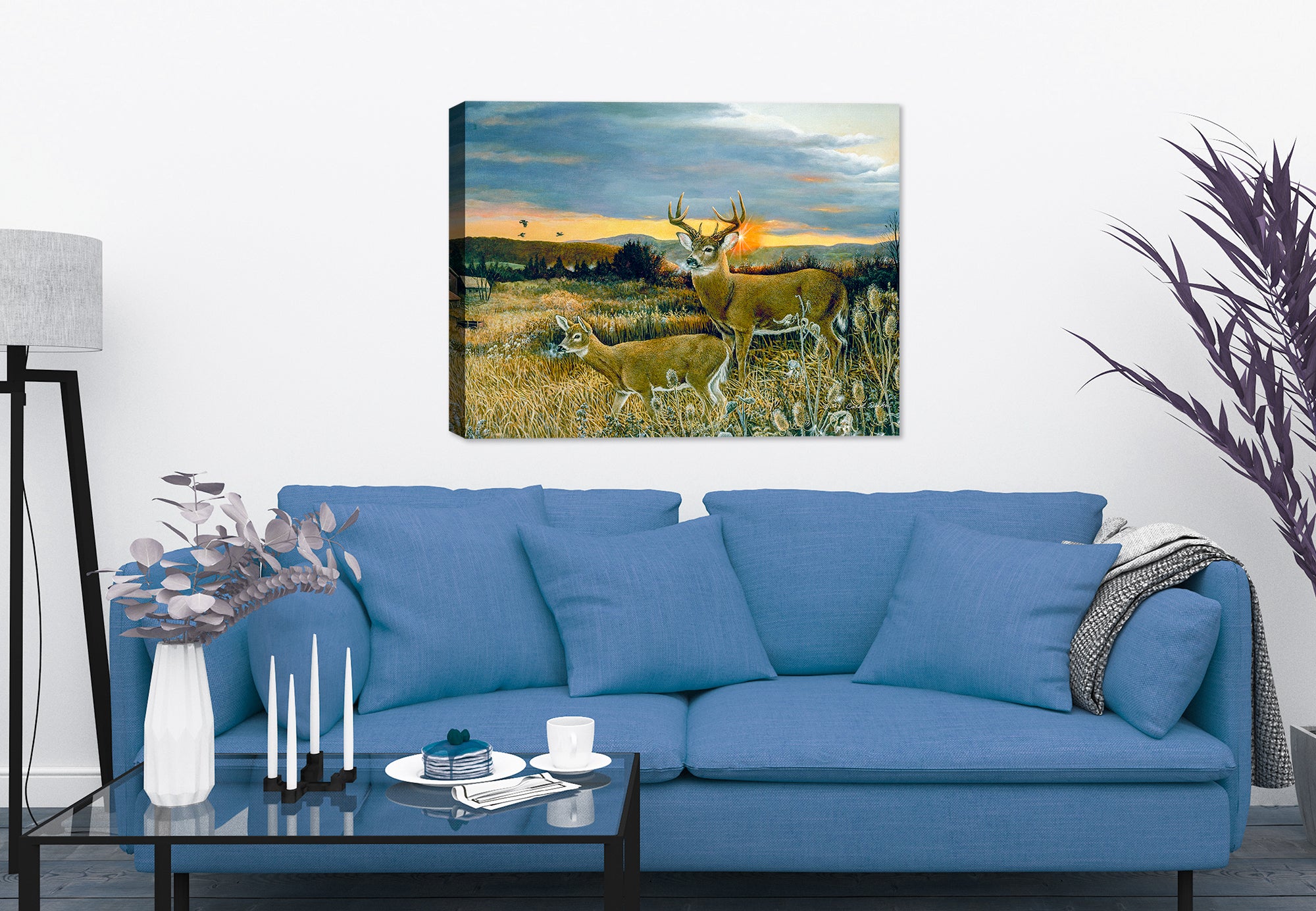 Buck and Foal Paintng on Canvas - Hanging on Livingroom Wall