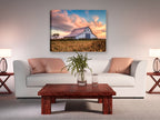 Fine Art Photograph of a Sunset on Oklahoma  Farm  - Printed on Canvas - Hanging on Living Room Wall