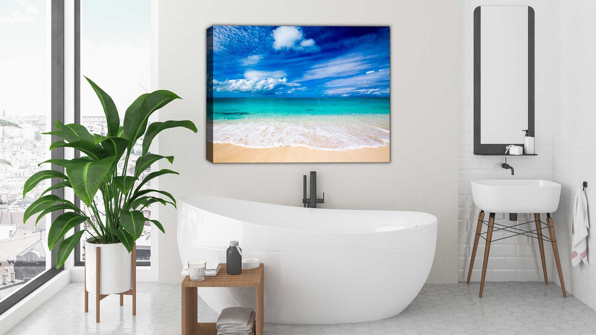 White Sand Beach - Canvas on Bathroom Wall, environment