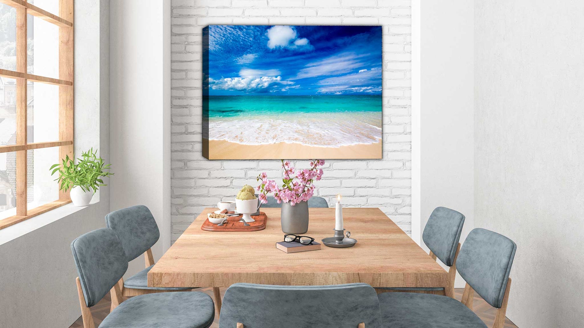 Beach and Ocean Image - Canvas Print Hung on Living Room Wall, environment