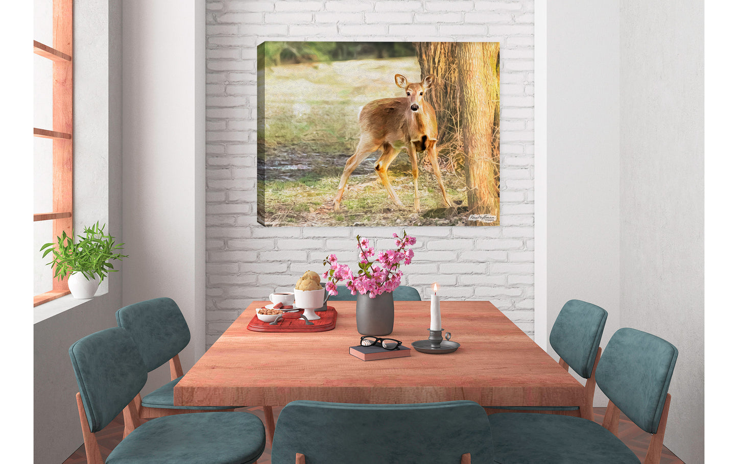 Deer Painting in Dining Room