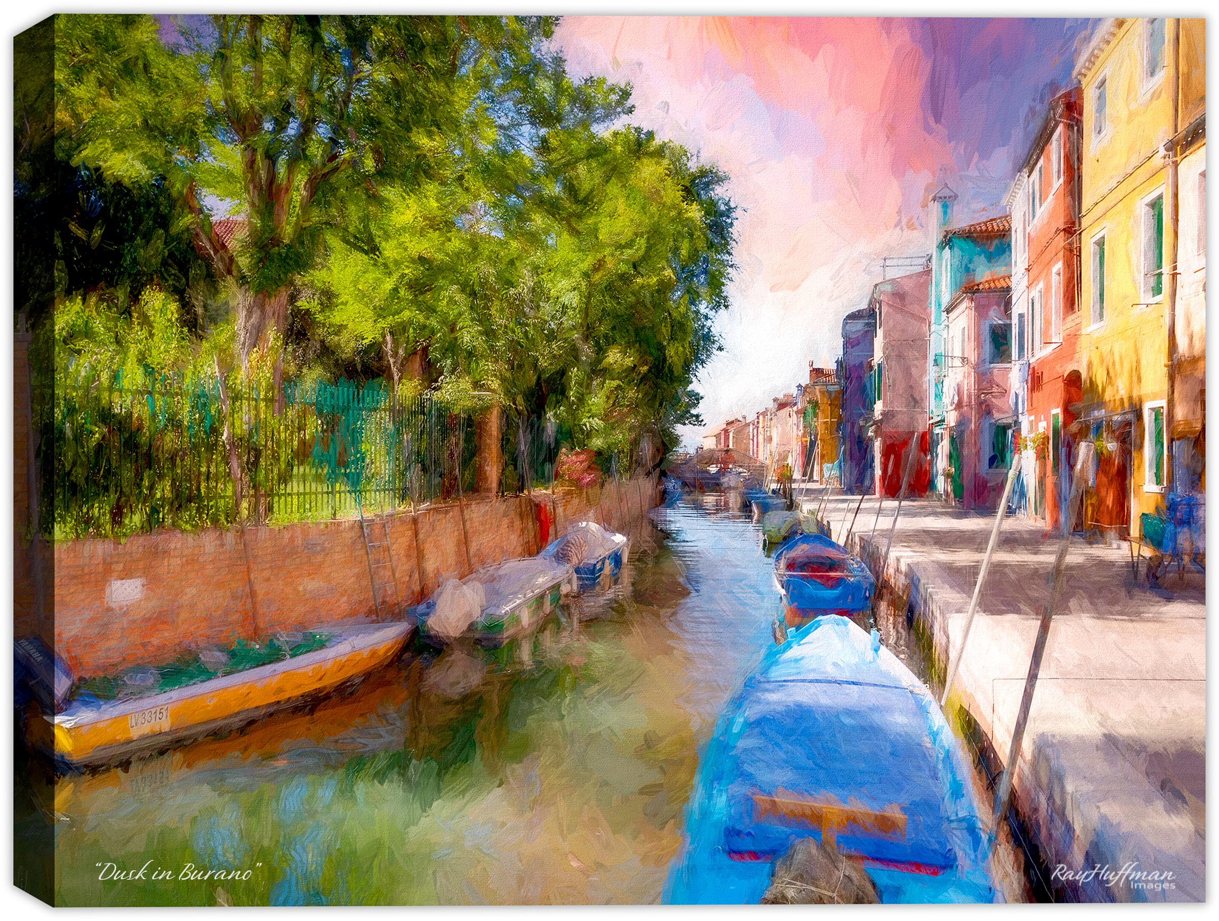 Dusk in Burano Italy - Fine Art Painting on Canvas