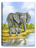 Elephant and Baby - Painting - Printed on Canvas