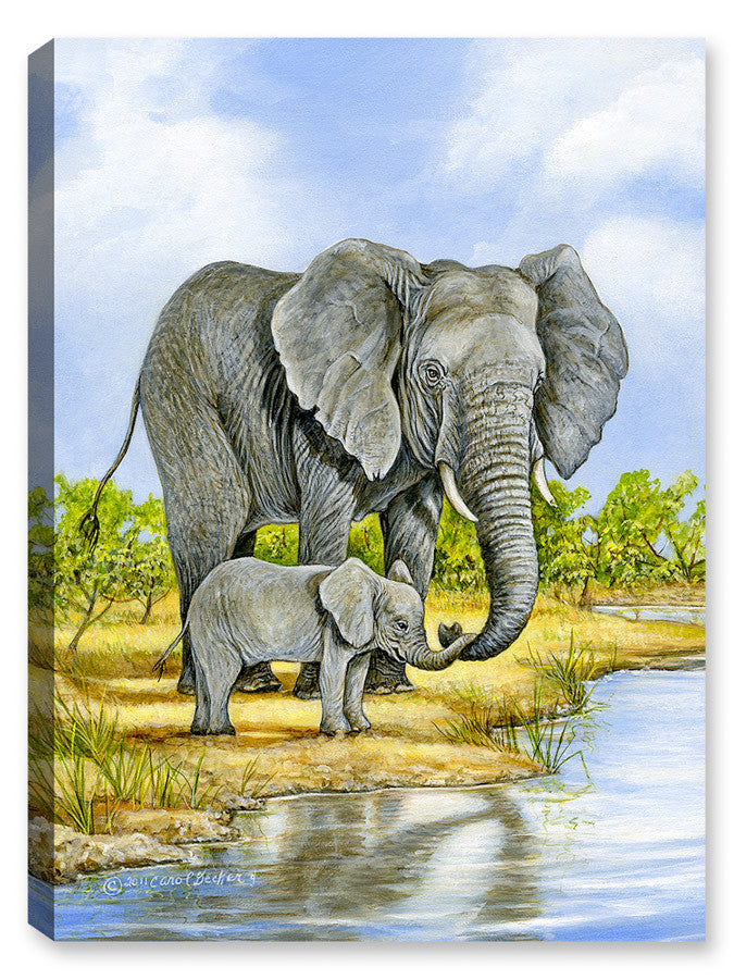 Elephant and Baby - Painting - Printed on Canvas